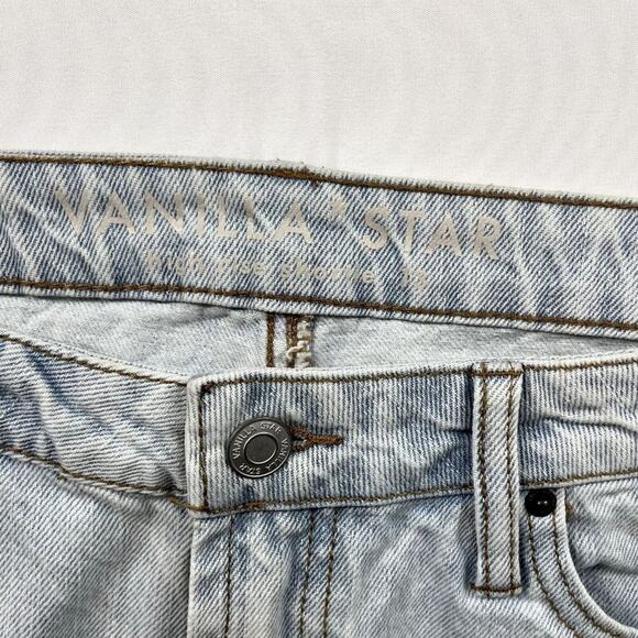 Vanilla Star high rise shortie distressed cut off denim shorts size 13 womens 31 - Picture 3 of 6